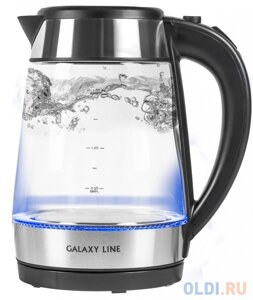 Чайник электрический GALAXY GL0558 2200 Вт серебристый чёрный 1.7 л стекло