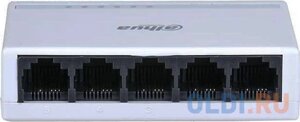 DAHUA DH-PFS3005-5ET-L 5-портовый неуправляемый коммутатор, 5xRJ45 100Mb, коммутация 1 Гбит/с, MAC-таблица 2K, пластик