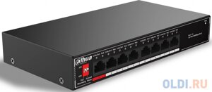 DAHUA DH-SG1008P 8-портовый гигабитный неуправляемый коммутатор c PoE, 8xRJ45 1Gb PoE, суммарно 96Вт, коммутация 20 Гбит/с, MAC-таблица 8K, металл