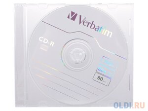 Диски CD-R Verbatim 700Mb 48x-52x Slim 1шт 43347/348/415