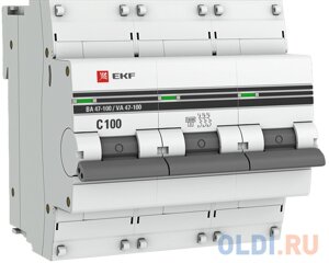 EKF mcb47100-3-100C-pro Автоматический выключатель 3P 100А (C) 10kA ВА 47-100 EKF PROxima