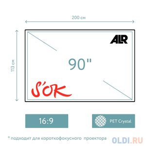 Экран для проектора SOK SCPSFR-200x113UST-PET для ультракороткофокусных проекторов 90 16:9