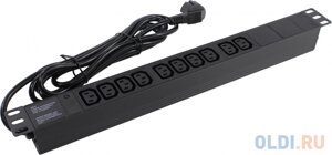 Exegate EX280863RUS Блок розеток ExeGate ServerPro PDU-19H005 Al-10C13-EU3, 19,1U, алюм, 10 IEC 320 C13, евровилка, 3м