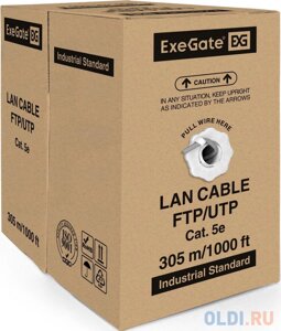 Exegate EX281817RUS кабель exegate UTP4-C5e-CCA-S25-IN-PVC-GY-305 UTP 4 пары кат. 5e CCA, 25AWG, бухта 305м, серый, PVC