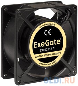 Exegate EX289003RUS Вентилятор 220В ExeGate EX09225BAL (92x92x25 мм, 2-Ball (двойной шарикоподшипник), подводящий провод 30 см, 2600RPM, 35dBA)