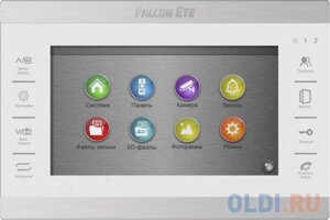 Falcon Eye FE-70 ATLAS HD (White) HD Видеодомофон: дисплей 7 TFT; сенсорные кнопки; подключение до 2-х вызывных панелей и до 2-х видеокамер; ад