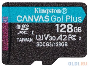 Флеш карта microSDXC 128Gb Kingston, UHS-II Class U3 V30 A2, чтение: 170Мб/с, запись: 90Мб/с, без адаптера SDCG3/128GBSP