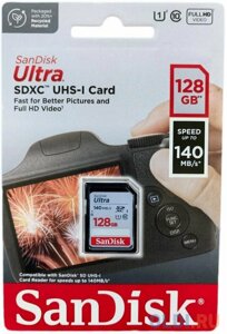 Флеш карта SD 128GB sandisk SDXC class 10 UHS-I ultra 140MB/s