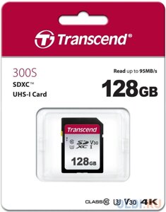 Флеш карта SDXC 128Gb Class10 Transcend TS128GSDC300S w/o adapter