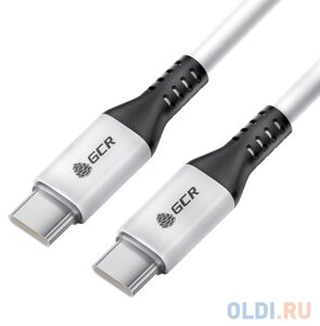 GCR Кабель 1.5m Type C-C, для MacBook 18W, белый, AL корпус белый, черный ПВХ, GCR-53119