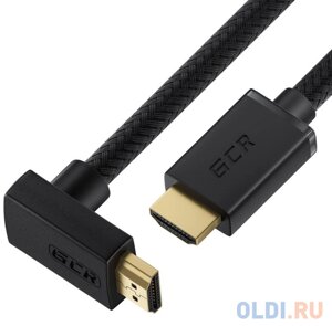 GCR кабель 2.0m HDMI 2.0, M/M верхний угол, черный нейлон, HDR 4:2:2, ultra HD, 4K 60 fps 60hz/5K*30hz, 3D, AUDIO, 18.0 гбит/с, 28/28 AWG, GCR-53293