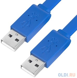 GCR кабель PROF 1.5m USB 2.0, AM/AM, плоский, синий, морозостойкий, GCR-UM4mf-BD-1.5m