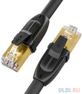 GCR Патч-корд PROF кат. 7 ethernet 15.0m F/FTP, RJ45, CU, 28 AWG, литой, прямой , черный, экранированные коннекторы, GCR-52566