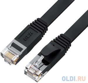 GCR Патч-корд PROF плоский прямой 20.0m, UTP медь кат. 6, черный, 30 AWG, ethernet high speed 10 Гбит/с, RJ45, T568B, GCR-52865