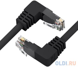 GCR Патч-корд прямой 1.0m UTP кат. 5e, черный, верхний/нижний угол, литой, ethernet high speed, RJ45, T568B