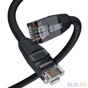 GCR Патч-корд прямой 10.0m UTP кат. 6, черный, 24 AWG, литой без фиксатора, ethernet high speed 1 Гбит/с, RJ45, T568B, GCR-52536