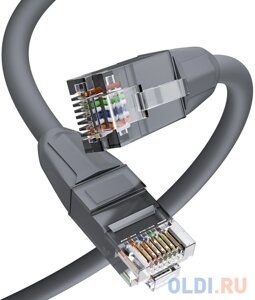 GCR Патч-корд прямой 2.0m LSZH UTP кат. 6, серый, 24 AWG, литой без фиксатора, ethernet high speed, RJ45, T568B, GCR-52750