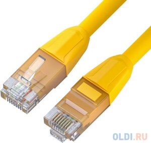 GCR Патч-корд прямой 3.0m LSZH UTP кат. 6, желтый, 24 AWG, литой без фиксатора, ethernet high speed, RJ45, T568B