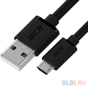 GCR QC Кабель 1.5m MicroUSB, быстрая зарядка, черный TPE, черные коннекторы, 28/22 AWG, GCR-52461