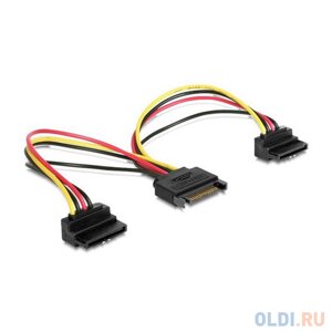 Gembird/Cablexpert Кабель питания SATA, 15см, 15pin (M)/2x15pin (F) на 2 SATA устройства, угловой разъем (CC-SATAM2F-02)