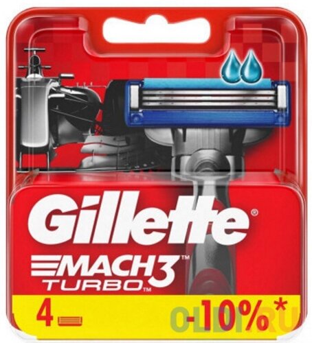 Gillette Сменные кассеты Mach3 Turbo, 4 шт.