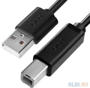 Greenconnect Кабель 1.0m USB 2.0, AM/BM, черный, 28/28 AWG, экран, армированный, морозостойкий, GCR-UPC5M-BB2S-1.0m