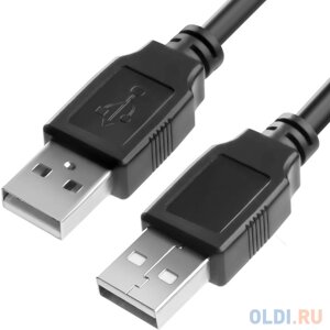 Greenconnect Кабель 1.5m USB 2.0, AM/AM, черный, 28/28 AWG, экран, армированный, морозостойкий, GCR-UM2M-BB2S-1.5m