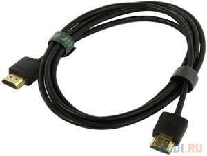 Greenconnect кабель SLIM 2.0m HDMI 2.0, черный slim, OD3.8mm, HDR 4:2:2, ultra HD, 4K 60 fps 60hz, 3D, AUDIO, 18.0 гбит/с, 32/32 AWG, GCR-51596