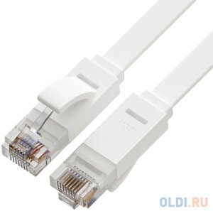 Greenconnect Патч-корд PROF плоский прямой 20.0m, UTP медь кат. 6, белый, 30 AWG, GCR-LNC625-20.0m, ethernet high speed 10 Гбит/с, RJ45, T568B, GCR-517