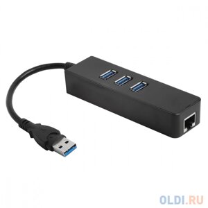 Greenconnect USB 3.0 Разветвитель на 3 порта + 10/100Mbps Ethernet Network GCR-AP04