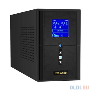 ИБП (инвертор, синус, для котла) ExeGate SineTower SZ-1000. LCD. AVR. 2SH. 1C13. USB 1000VA/800W, чистая синусоида, LCD дисплей, AVR, 2*Schuko+1*C13, U