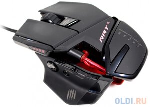 Игровая мышь Mad Catz R. A. T. 4+ чёрная (PMW3330, USB, 9 кнопок, 7200 dpi, красная подсветка)