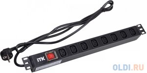 ITK PH12-8C131 PDU 8 розеток C13 с LED выкл,1U, шнур 2м вилка нем. ст