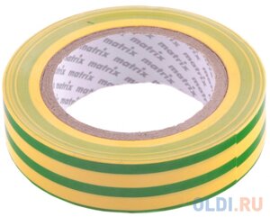 Изолента ПВХ, 15 мм х 10 м, желто-зеленая, 150мкм Matrix