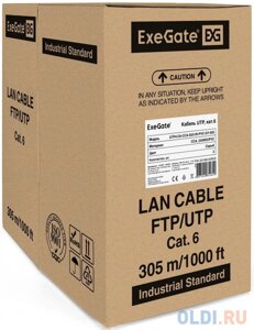 Кабель exegate UTP4-C6-CCA-S23-IN-PVC-GY-305 UTP 4 пары кат. 6 CCA, 23AWG, бухта 305м, серый PVC