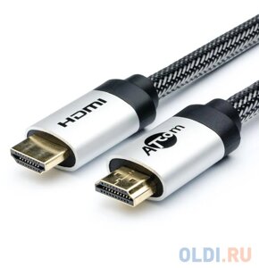 Кабель HDMI 3м Atcom AT3782 круглый черный/серый