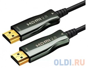 Кабель HDMI [AOC-HM-HM-20M] wize, оптический, 20 м, 4K/60HZ, v. 2.0, ARC, 19M/19M, черный, коробка