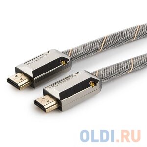 Кабель HDMI Cablexpert, серия Platinum, 1,8 м, v2.0, M/M, плоский, позол. разъемы, метал. корпус, нейлоновая оплетка, блистер CC-P-HDMI04-1.8M