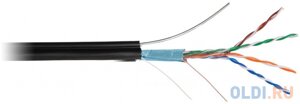 Кабель NETLAN EC-UF004-5E-PE-SW-BK F/UTP 4 пары, Кат. 5e (Класс D), 100МГц, внешний, PE до -40C, с одножильным тросом, черный, 305м