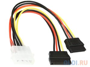 Кабель питания SATA Molex (4pin, БП) - 2xSATA (на 2 устройства) 15см, Gembird CC-SATA-PSY, пакет