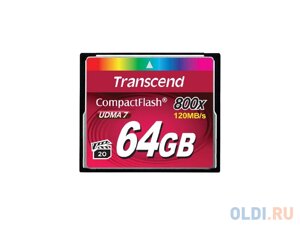 Карта памяти Compact Flash 64GB Transcend Premium, 800x (TS64GCF800)