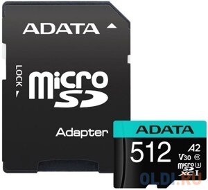 Карта памяти MICRO SDXC 512GB W/AD. AUSDX512GUI3v30SA2-RA1 ADATA