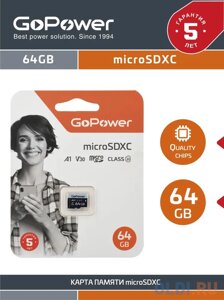 Карта памяти microSD GoPower 64GB Class10 70 МБ/сек V30 без адаптера