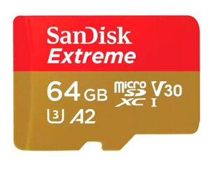 Карта памяти sandisk extreme 64GB microsdxc UHS-I (sdsqxah-064G-GN6mn)