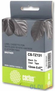 Картридж ленточный Cactus CS-TZ131 черный для Brother 1010/1280/1830VP/7600VP