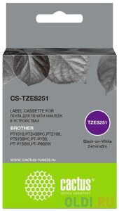 Картридж ленточный Cactus CS-TZES251 черный для Brother 1010/1280/1280VP/2700VP