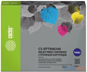 Картридж струйный Cactus CS-EPT908240 T9082 голубой (70мл) для Epson WorkForce WF-6090DW/WF-6590DWF Pro