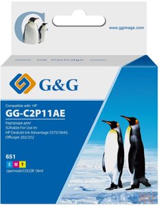 Картридж струйный GG GG-C2P11AE 651 многоцветный (18мл) для HP DeskJet 5575/5645