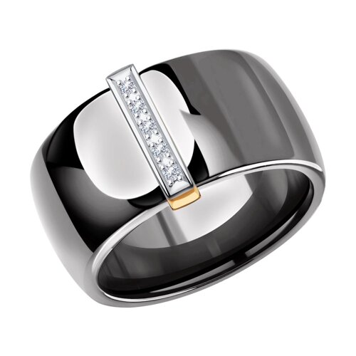 Керамическое кольцо с золотом и бриллиантами SOKOLOV