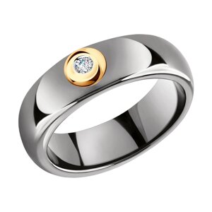 Керамическое кольцо с золотом и бриллиантом SOKOLOV